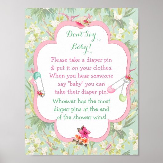 Tropisch schokkend Baby shower met luierdomper Poster (Voorkant)