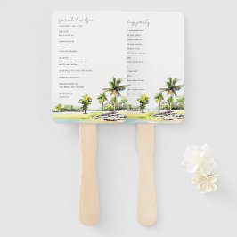 Tropisch script kastal palm Trees Wedding Program Handwaaier