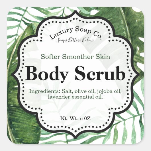 Tropisch scrub-label vierkante sticker (Voorkant)