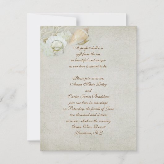 Tropisch seashell Wedding Kaart (Voorkant)