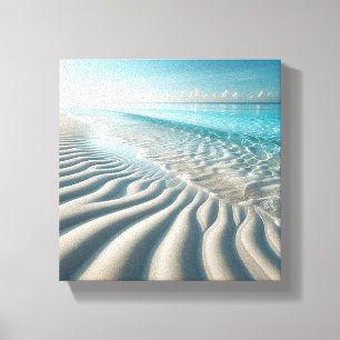 Tropisch serene strandlandschap - golvend zandribb canvas afdruk