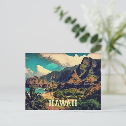 Tropisch Shore Artwork Hawaii Briefkaart (Staand voorkant)