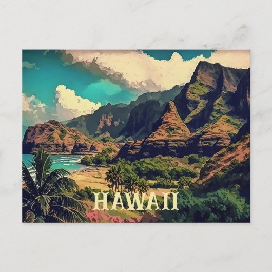 Tropisch Shore Artwork Hawaii Briefkaart (Voorkant)