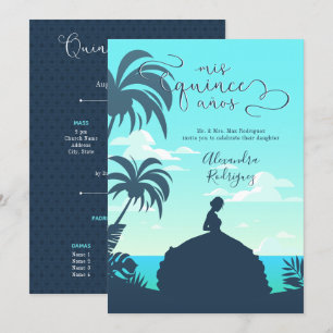 Tropisch Silhouette Quinceanera Kaart