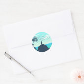 Tropisch Silhouette Quinceanera Ronde Sticker (Envelop)