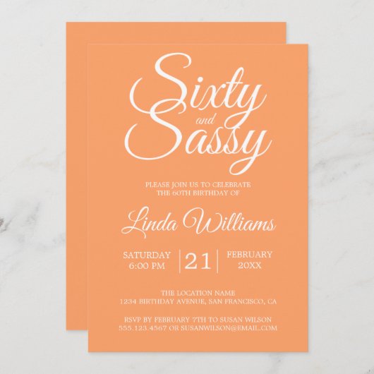 Tropisch Sinaasappel 60 en Sassy 60ste verjaardags Kaart (Voorkant / Achterkant)