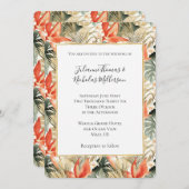 Tropisch Sinaasappel Anthurium Bloemenbruiloft Kaart (Voorkant / Achterkant)