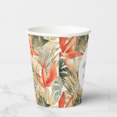 Tropisch Sinaasappel Anthurium Bloemenbruiloft Papieren Bekers (Rechts)