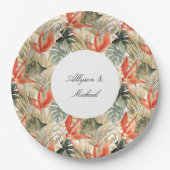 Tropisch Sinaasappel Anthurium Bloemenbruiloft Papieren Bordje (Voorkant)