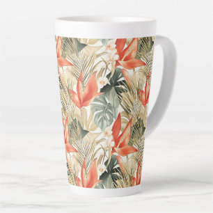 Tropisch Sinaasappel Anthurium Floral Oerwoud Latte Mok