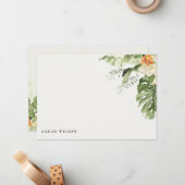 Tropisch Sinaasappel blad botanische Waterverf Notitiekaartje (Voorkant / Achterkant in situ)