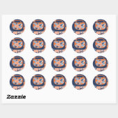 Tropisch Sinaasappel Blauw AI kunst Ronde Sticker (Vel)