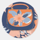 Tropisch Sinaasappel Blauw AI kunst Ronde Sticker (Voorkant)