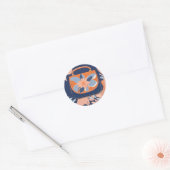 Tropisch Sinaasappel Blauw AI kunst Ronde Sticker (Envelop)