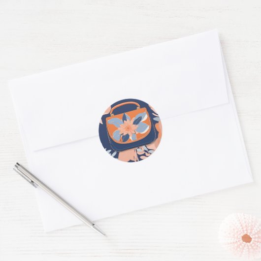 Tropisch Sinaasappel Blauw AI kunst Ronde Sticker (Envelop)