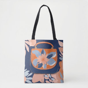 Tropisch Sinaasappel Blauw AI kunst Tote Bag