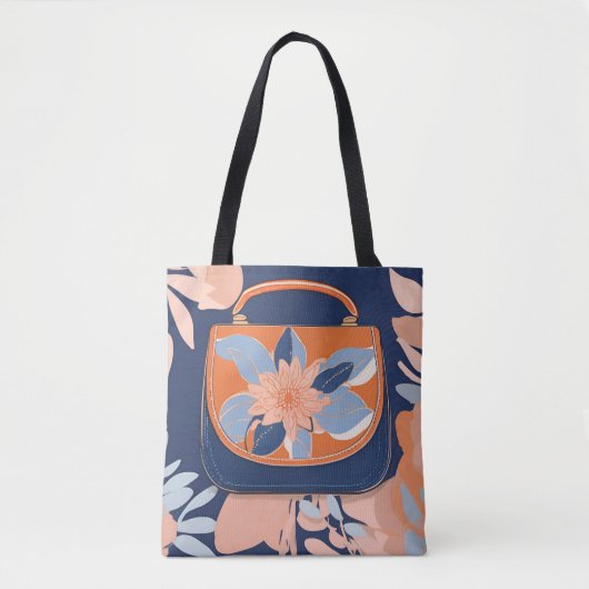 Tropisch Sinaasappel Blauw AI kunst Tote Bag (Voorkant)