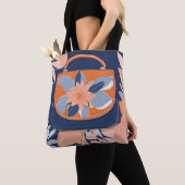 Tropisch Sinaasappel Blauw AI kunst Tote Bag (Dichtbij)