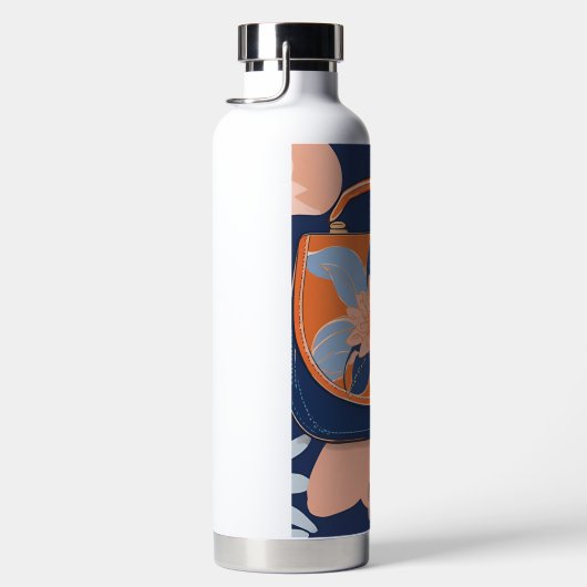 Tropisch Sinaasappel Blauw AI kunst Waterfles (Rechts)