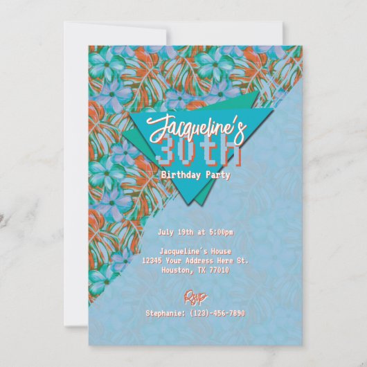 Tropisch Sinaasappel en Blauwe Bloemen Kaart (Voorkant)