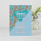 Tropisch Sinaasappel en Blauwe Bloemen Kaart (Staand voorkant)