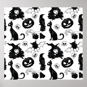 Tropisch Sinaasappel grijs:  patroon Poster