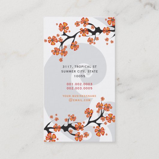 Tropisch Sinaasappel Hibiscus Flower Fusion Grijze Visitekaartje (Achterkant)