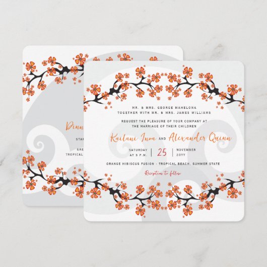 Tropisch Sinaasappel Hibiscus Fusion Grijs Swirl B Kaart (Voorkant / Achterkant)