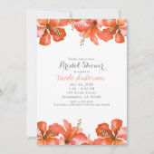 Tropisch Sinaasappel Hibiscus Hawaiian Party Invit Kaart (Voorkant)