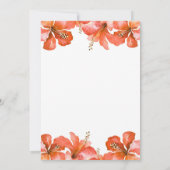 Tropisch Sinaasappel Hibiscus Hawaiian Party Invit Kaart (Achterkant)