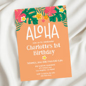 Tropisch Sinaasappel Luau Aloha Verjaardagsuitnodi Kaart