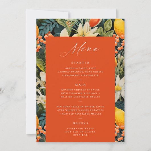 Tropisch Sinaasappel Paradise Menu (Voorkant)