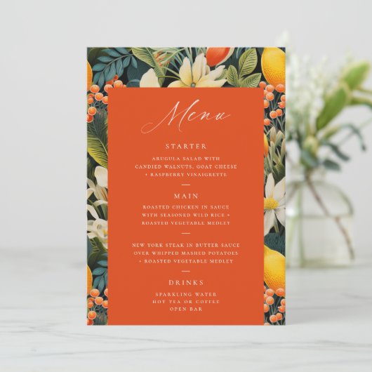 Tropisch Sinaasappel Paradise Menu (Staand voorkant)