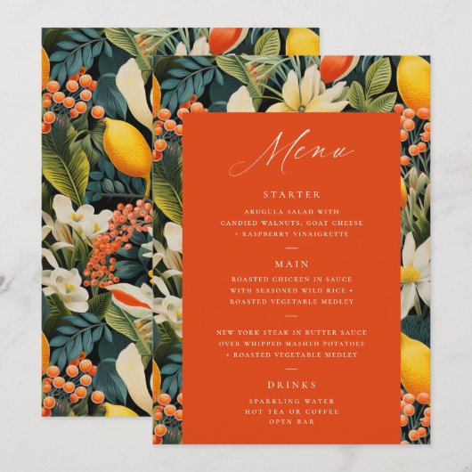 Tropisch Sinaasappel Paradise Menu (Voorkant / Achterkant)