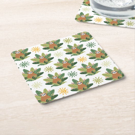 Tropisch sleufpatroon kartonnen onderzetters (Schuin)