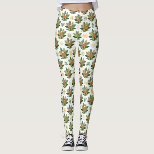 Tropisch sleufpatroon leggings (Voorkant)