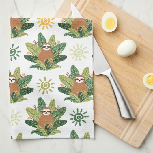 Tropisch sleufpatroon theedoek (Quarter Fold)