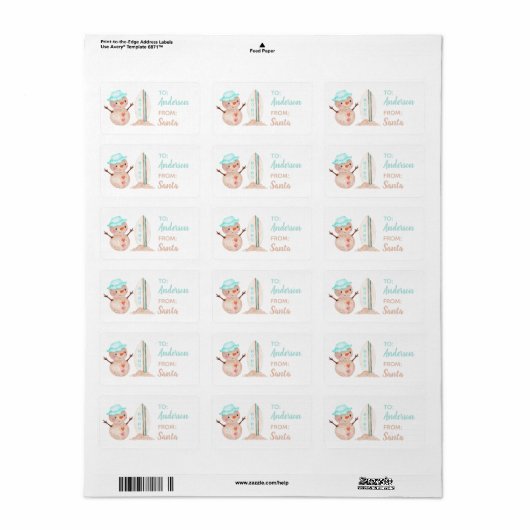 Tropisch Snowman Gift Label Sticker (Full Sheet)