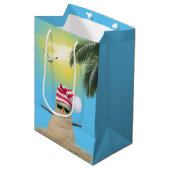 Tropisch Snowman Kerstmis Medium Cadeauzakje (Voorkant Gekanteld)