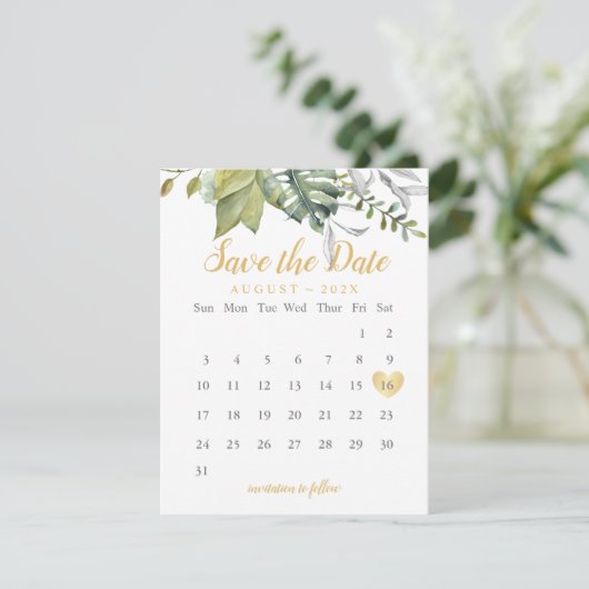 Tropisch sparen de Agenda van de Datum uitnodigen Save The Date (Staand voorkant)