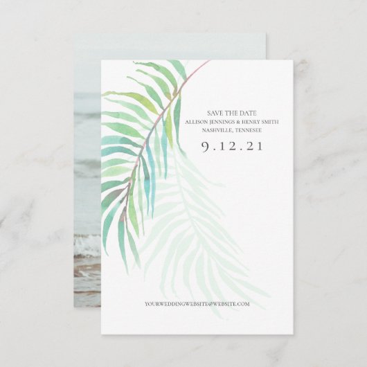 Tropisch sparen de Datum Beach Weduwenkaart (Voorkant / Achterkant)