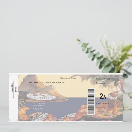 Tropisch sparen de Datum - Eerste Klasse 2A Save The Date (Staand voorkant)