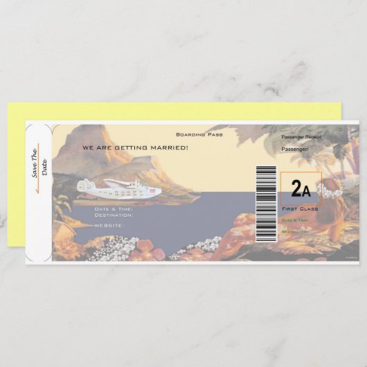 Tropisch sparen de Datum - Eerste Klasse 2A Save The Date (Voorkant / Achterkant)