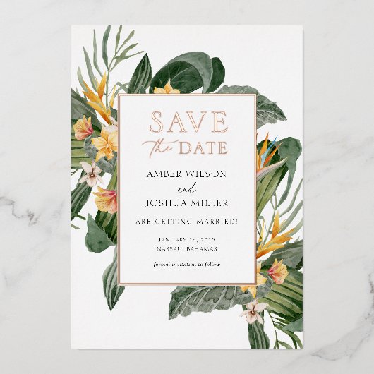 Tropisch sparen de Datum met de Uitnodiging van de (Voorkant)