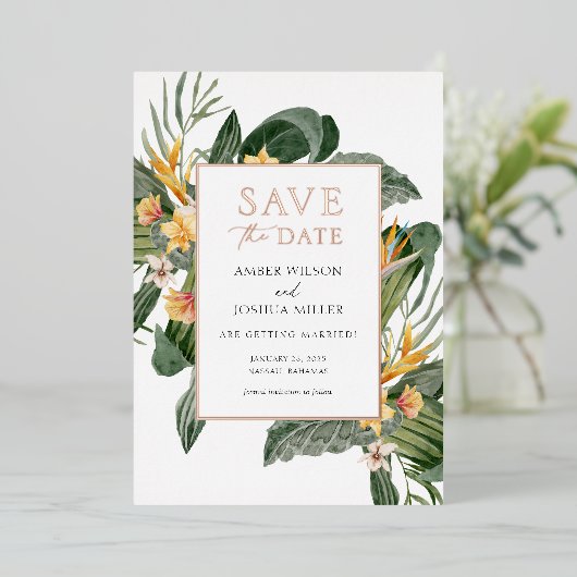Tropisch sparen de Datum met de Uitnodiging van de (Staand Voorkant)