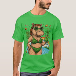 Tropisch St. Patrick's zwembadfeest voor nijlpaard T-shirt