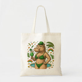 Tropisch St. Patrick's zwembadfeest voor nijlpaard Tote Bag