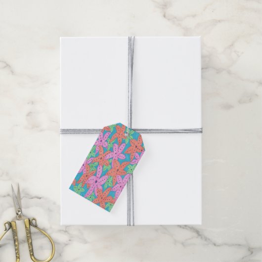 Tropisch Sterrenpatroon Cadeaulabel (Met Touw)