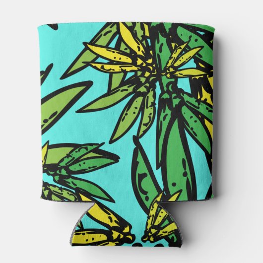 Tropisch, stijlvol Planten patroon Blikjeskoeler (Achterkant)