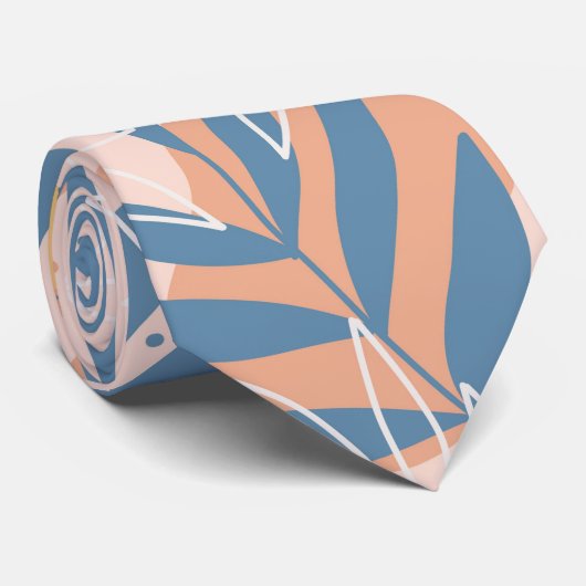 Tropisch stoffig blauw Hawaïaans patroon Stropdas (Opgerold)